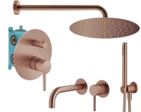 Комплект для ванной Plumberia Selection Ixo KITXO18RS210 С ВНУТРЕННЕЙ ЧАСТЬЮ, медь брашированная