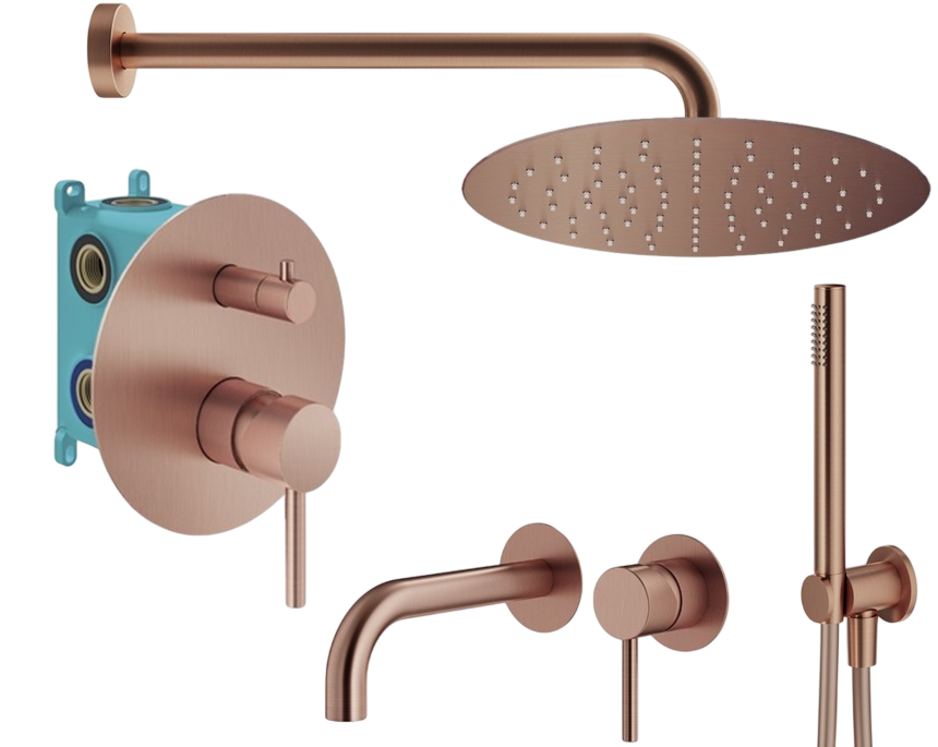 Комплект для ванной Plumberia Selection Ixo KITXO18RS210 С ВНУТРЕННЕЙ ЧАСТЬЮ, медь брашированная