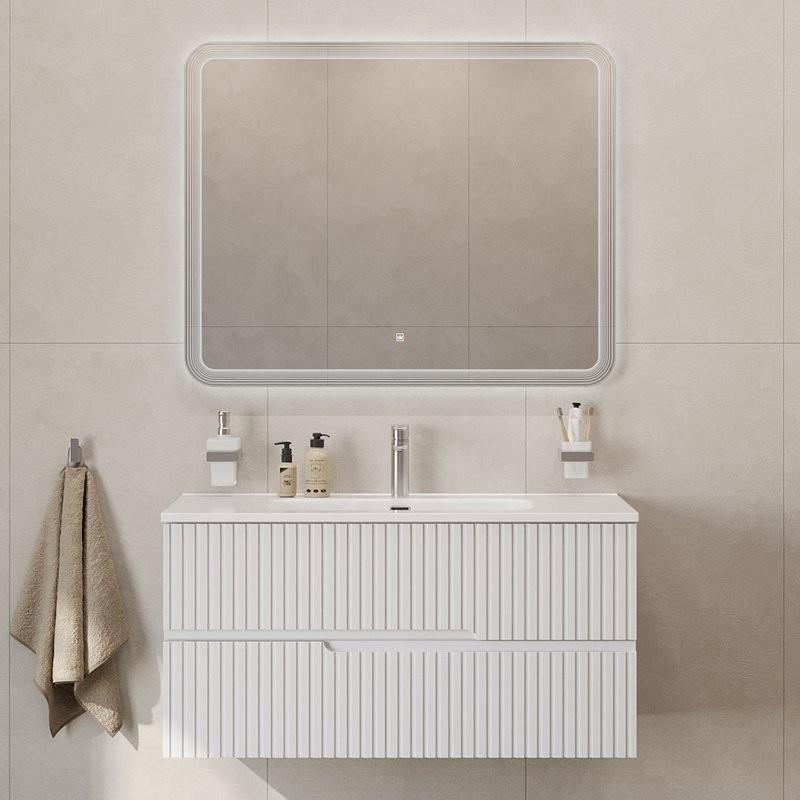 Тумба с раковиной Cezares Duet 100 bianco lucido, раковина Cezares CZR-8095-100