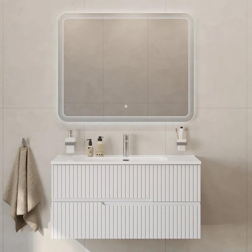 Тумба с раковиной Cezares Duet 100 bianco lucido, раковина Cezares CZR-8095-100