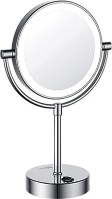 Косметическое зеркало Wasserkraft K-1005 с подсветкой, двухстороннее, поворотное, хром