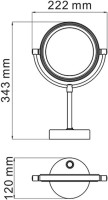 Косметическое зеркало Wasserkraft K-1005 с подсветкой, двухстороннее, поворотное, хром