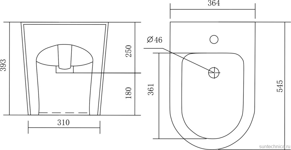 Биде напольное AQUATEK Бетта AQ1276-00 глянцевое белое