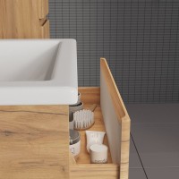 Тумба с раковиной SanStar Riana 50 подвесная, дуб крафт золотой, раковина Moduo 50