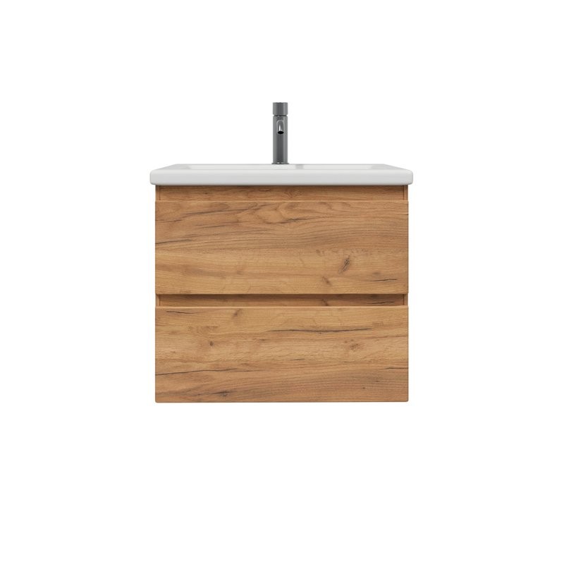 Тумба с раковиной SanStar Riana 50 подвесная, дуб крафт золотой, раковина Moduo 50