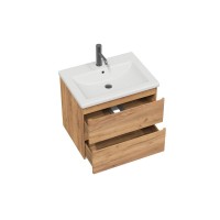 Тумба с раковиной SanStar Riana 50 подвесная, дуб крафт золотой, раковина Moduo 50