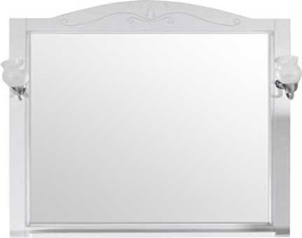 Зеркало ASB-Woodline Салерно 105 белое, патина серебро, с полкой и подсветкой