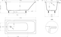 Ванна из искусственного камня Salini Orlanda S-Stone 170x75 см, встраиваемая, матовая белая, на ножках