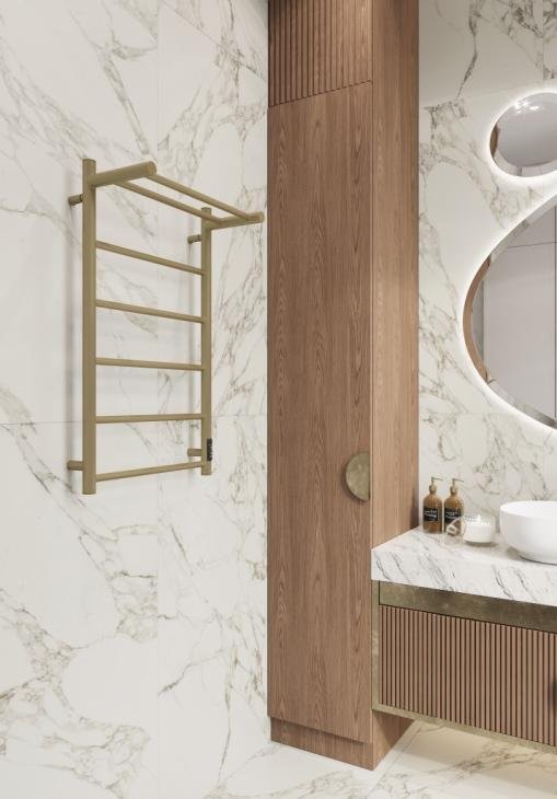 Полотенцесушитель электрический Двин Fj neo 80х50, состаренная бронза, с полкой