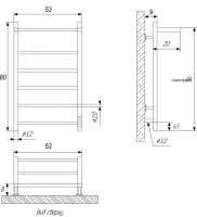 Полотенцесушитель электрический Двин Fj neo 80х50, состаренная бронза, с полкой