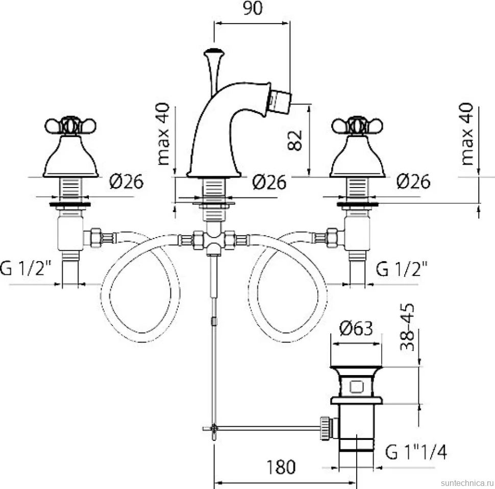 Смеситель для биде Webert Ottocento OT710202010 золото,