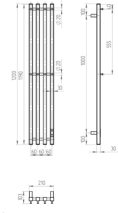 Полотенцесушитель электрический Двин X-4 plaza neo 120х18, хром