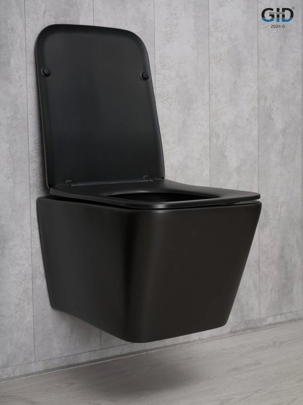 Унитаз подвесной GID Cuadrado Tr2144Bm безободковый, с микролифтом, матовый черный