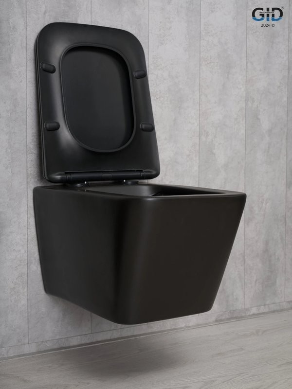 Унитаз подвесной GID Cuadrado Tr2144Bm безободковый, с микролифтом, матовый черный