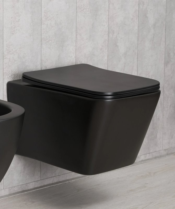 Унитаз подвесной GID Cuadrado Tr2144Bm безободковый, с микролифтом, матовый черный