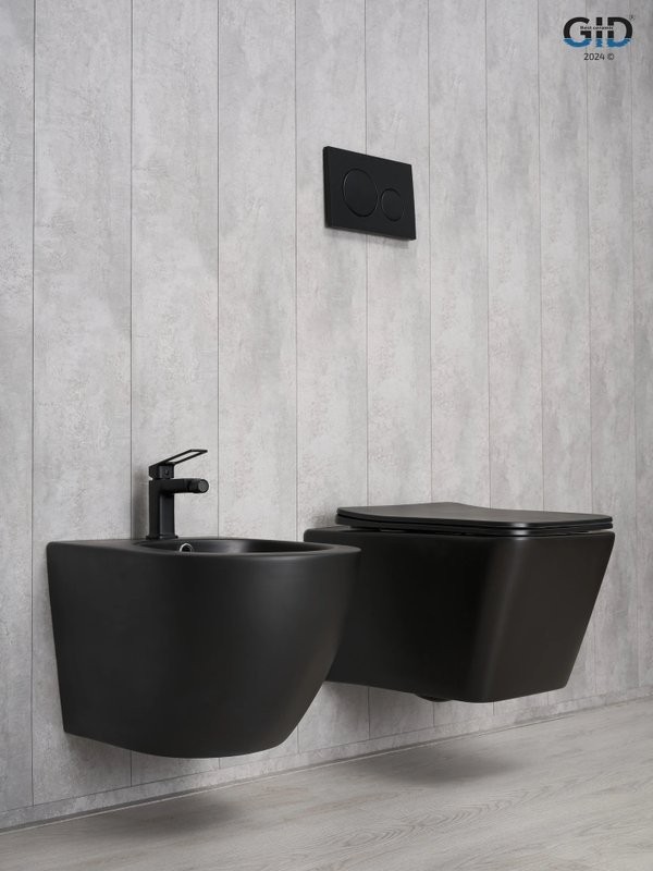 Унитаз подвесной GID Cuadrado Tr2144Bm безободковый, с микролифтом, матовый черный