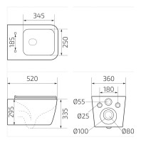 Унитаз подвесной GID Cuadrado Tr2144Bm безободковый, с микролифтом, матовый черный