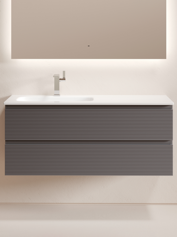 Тумба с раковиной Sancos Folk 120 L подвесная, 2 ящика, grey soft