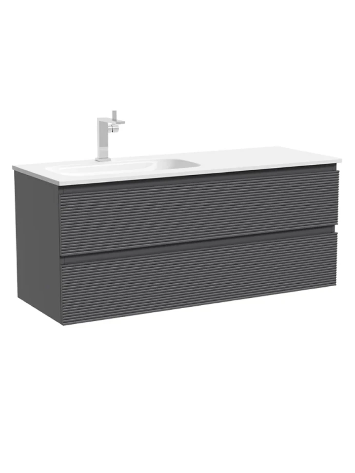 Тумба с раковиной Sancos Folk 120 L подвесная, 2 ящика, grey soft