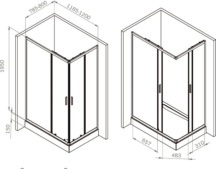 Душевой уголок AM.PM Gem W90G-403-120280-BT 120х80 см