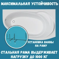 Акриловая ванна 1MarKa Julianna R Премиум 160x95 см, угловая, правая, пристенная, белая, асимметричная, с каркасом, с экраном, с сиденьем, со сливом-переливом