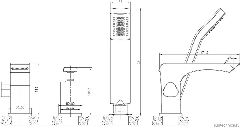 Смеситель на борт ванны Lemark Contest LM5845CW