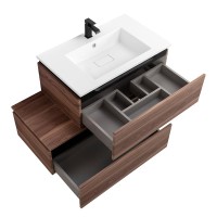Тумба с раковиной Cezares Slider 80 подвесная, 2 ящика, орех дымчатый