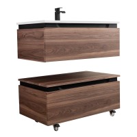 Тумба с раковиной Cezares Slider 80 подвесная, 2 ящика, орех дымчатый