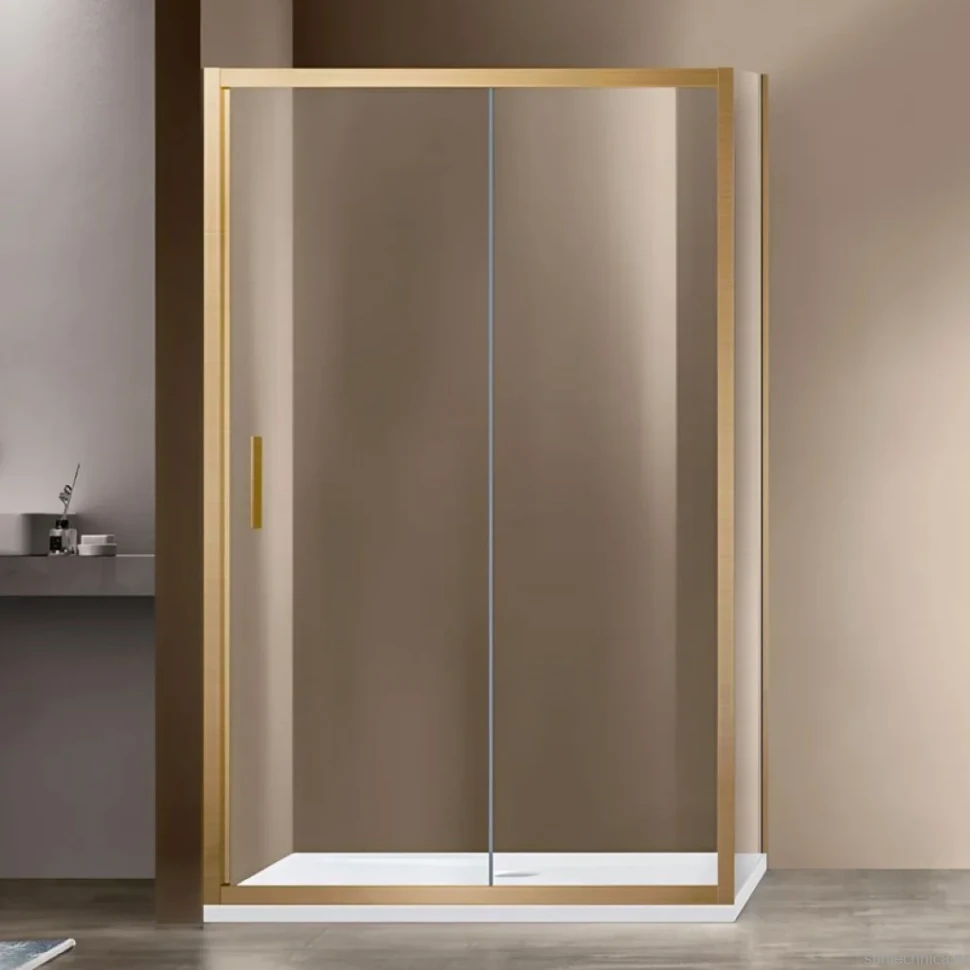 Душевой уголок Vincea Garda VSR-1G8013CLG 130х80, профиль брашированное золото, стекло прозрачное