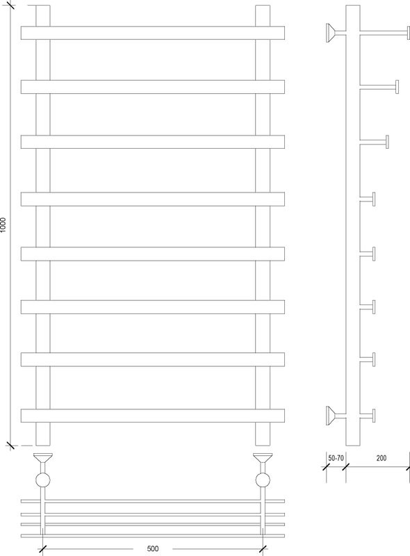 Полотенцесушитель водяной Secado Понтида 7 СП 100x60 см, хром, лесенка, с полкой