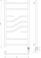 Полотенцесушитель электрический Secado Риволи 4603777458010 105x55 см, подключение справа, глянцевый хром, лесенка