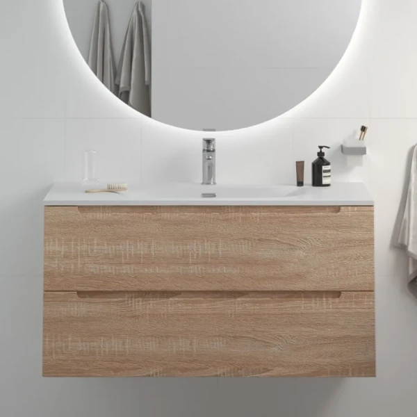 Тумба с раковиной BelBagno Etna 100 rovere bianco, раковина BB-8099-100