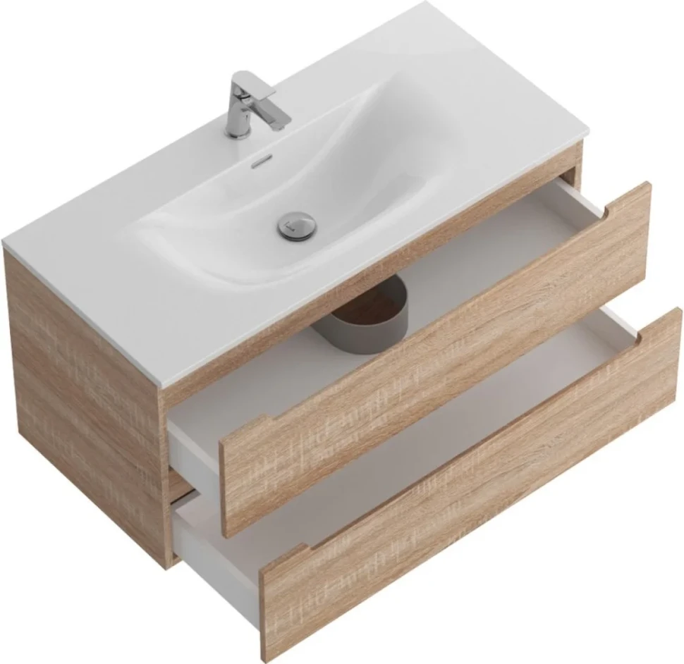 Тумба с раковиной BelBagno Etna 100 rovere bianco, раковина BB-8099-100