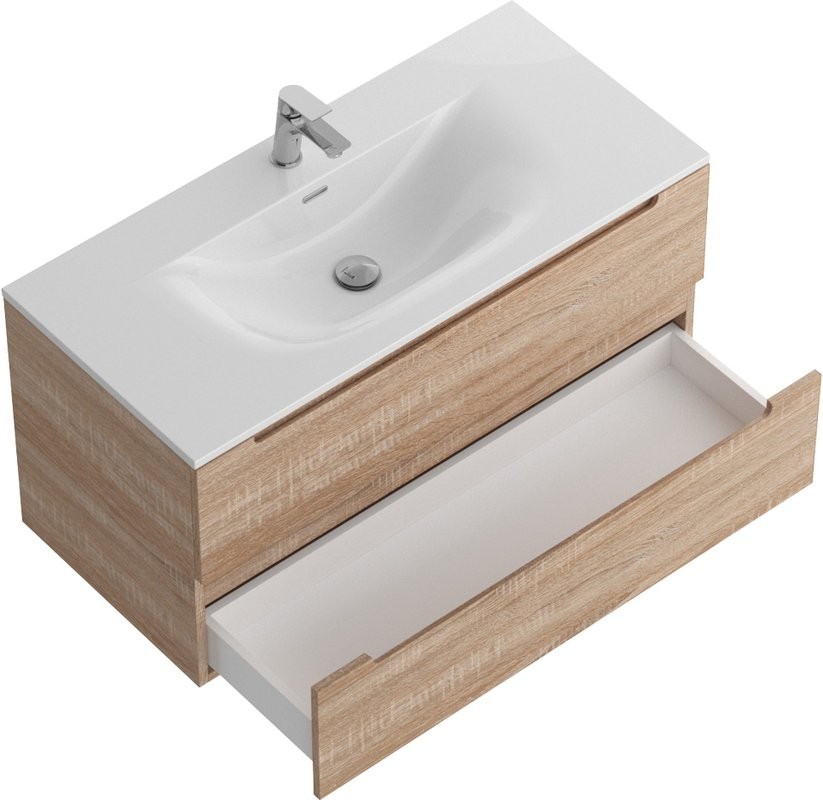 Тумба с раковиной BelBagno Etna 100 rovere bianco, раковина BB-8099-100
