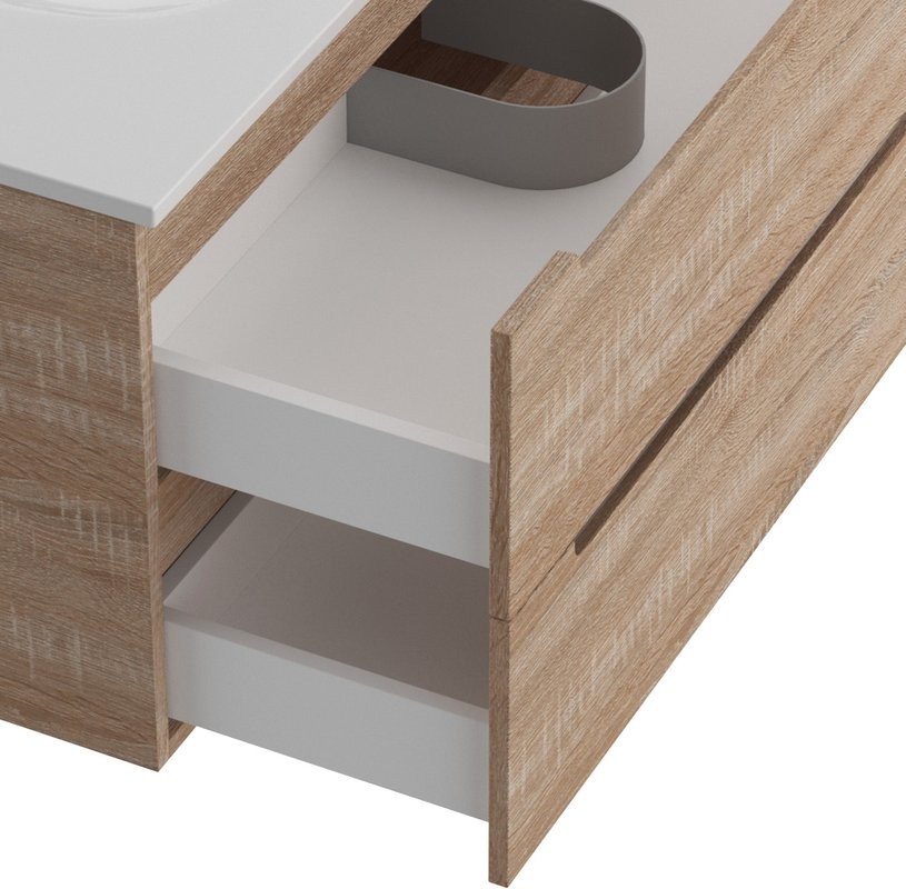 Тумба с раковиной BelBagno Etna 100 rovere bianco, раковина BB-8099-100