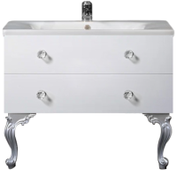 Тумба с раковиной Armadi Art NeoArt 100 white с ручками Crystal хром, с ножками