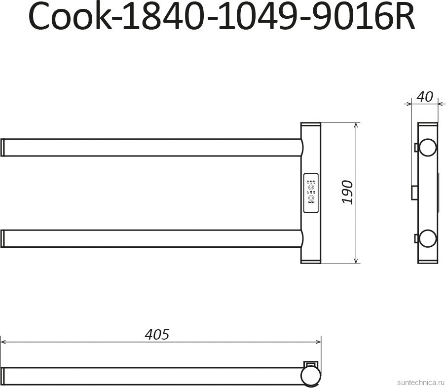Полотенцесушитель электрический Маргроид Cook 1840-1049-9016R 19х40.5 R, белый матовый