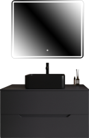 Мебель для ванной комнаты Orange Line 100 подвесная, 2 ящика, матовый графит с раковиной B02-460MB