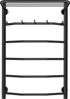 Полотенцесушитель электрический Secado Агата 1 КСП 80x50 см, подключение справа, матовый черный, лесенка, с полкой