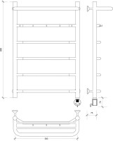 Полотенцесушитель электрический Secado Агата 1 КСП 80x50 см, подключение справа, матовый черный, лесенка, с полкой