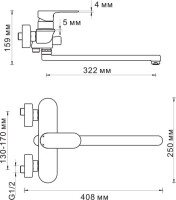 Смеситель с длинным изливом для ванны Wasserkraft Dinkel 5802L