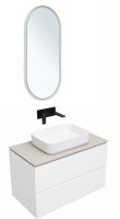 Мебель для ванной комнаты Allen Brau Infinity 85 подвесная, белый матовый, столешница бежевая