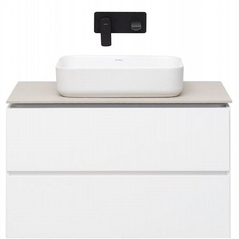 Мебель для ванной комнаты Allen Brau Infinity 85 подвесная, белый матовый, столешница бежевая