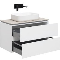 Мебель для ванной комнаты Allen Brau Infinity 85 подвесная, белый матовый, столешница бежевая