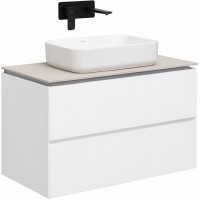 Мебель для ванной комнаты Allen Brau Infinity 85 подвесная, белый матовый, столешница бежевая