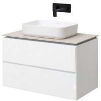 Мебель для ванной комнаты Allen Brau Infinity 85 подвесная, белый матовый, столешница бежевая