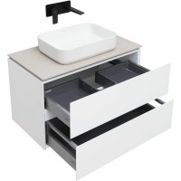 Мебель для ванной комнаты Allen Brau Infinity 85 подвесная, белый матовый, столешница бежевая