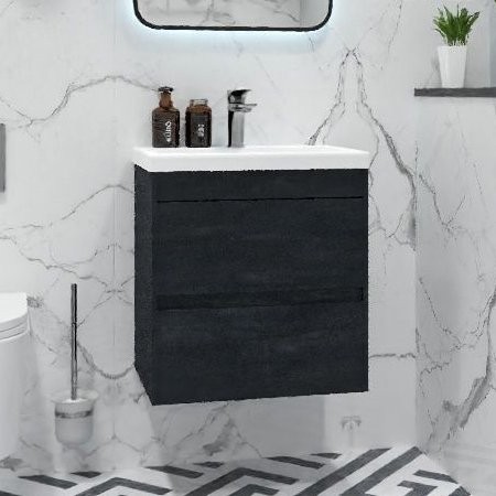 Тумба с раковиной Art&Max Family-M 50 подвесная, hard coal