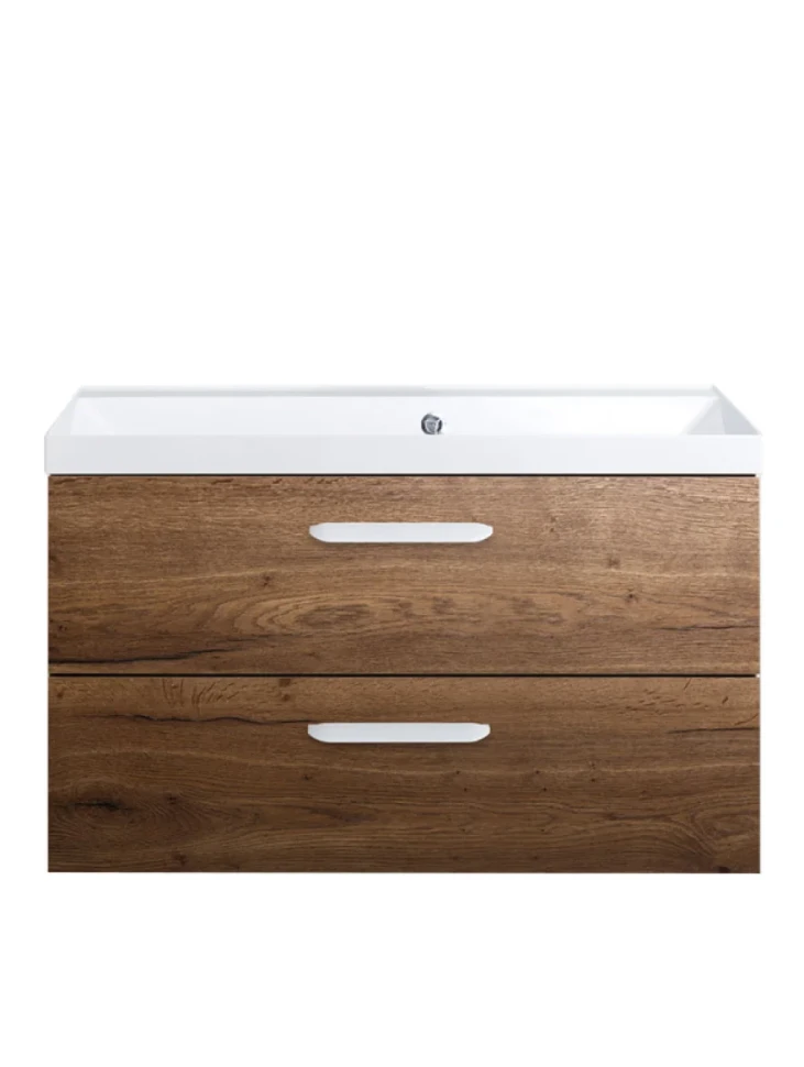 Тумба с раковиной BelBagno Aurora 90 rovere tabacco, ручки белый глянец