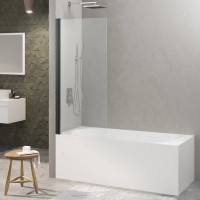 Шторка на ванну Berges River S Black 065011 80 см, профиль черный матовый, стекло прозрачное